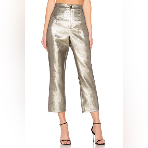 Show Me Your Mumu Metallic Gold-Glitter Hepburn Pant Size Medium - Picture 1 of 11
